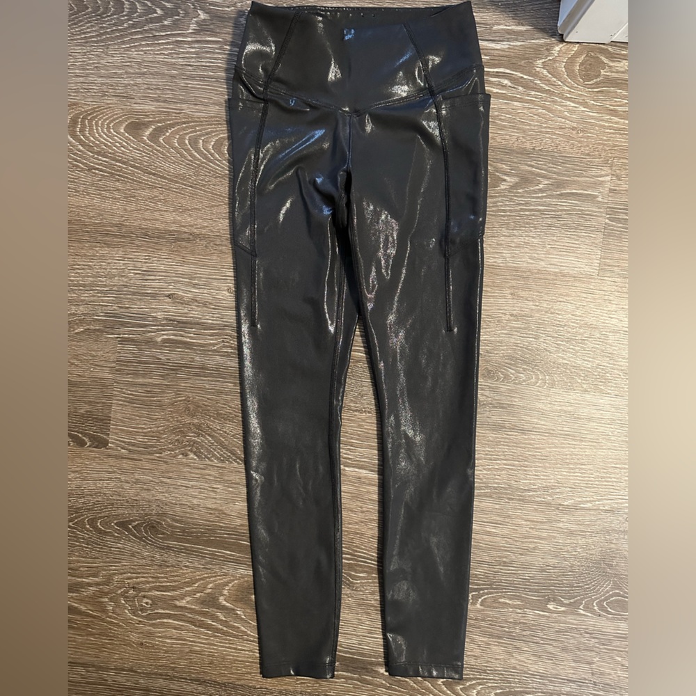 PINK Victoria's Secret Glossy Black Leggings